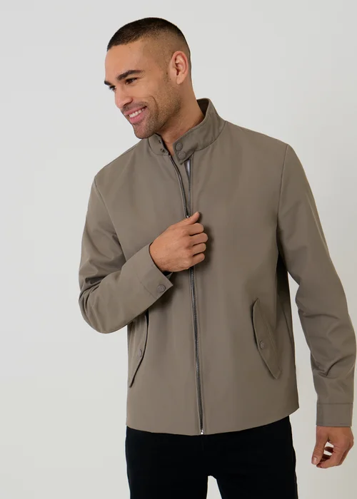 Threadbare Taupe Showerproof Zip Up Harrington Jacket - XL Image 4