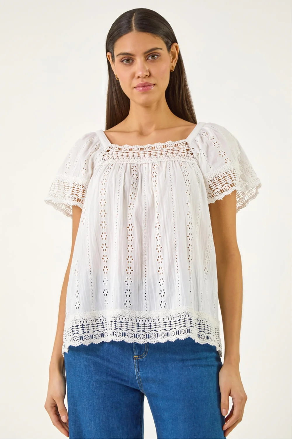 Roman Ivory Broderie Lace Detail Top - 16 Image 4