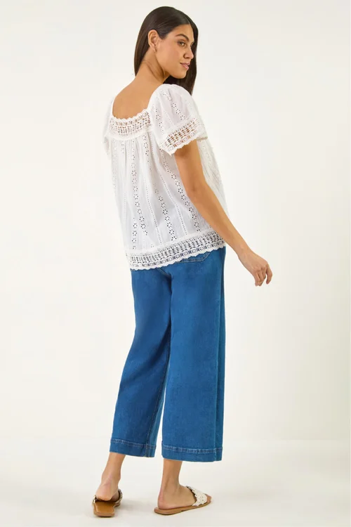 Roman Ivory Broderie Lace Detail Top - 16 Image 3