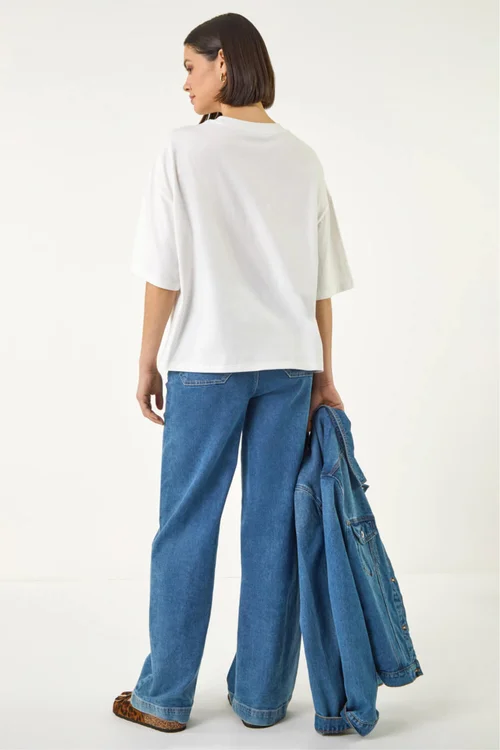 Roman Ivory Cotton Simply The Bestie T-Shirt - 20 Image 3