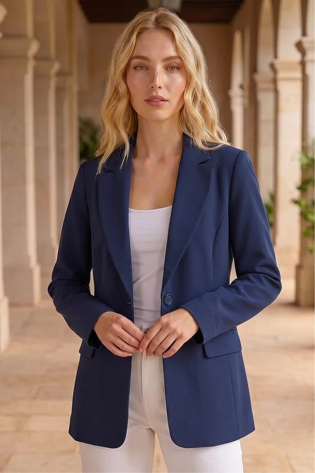 Roman Navy Smart Longline Blazer