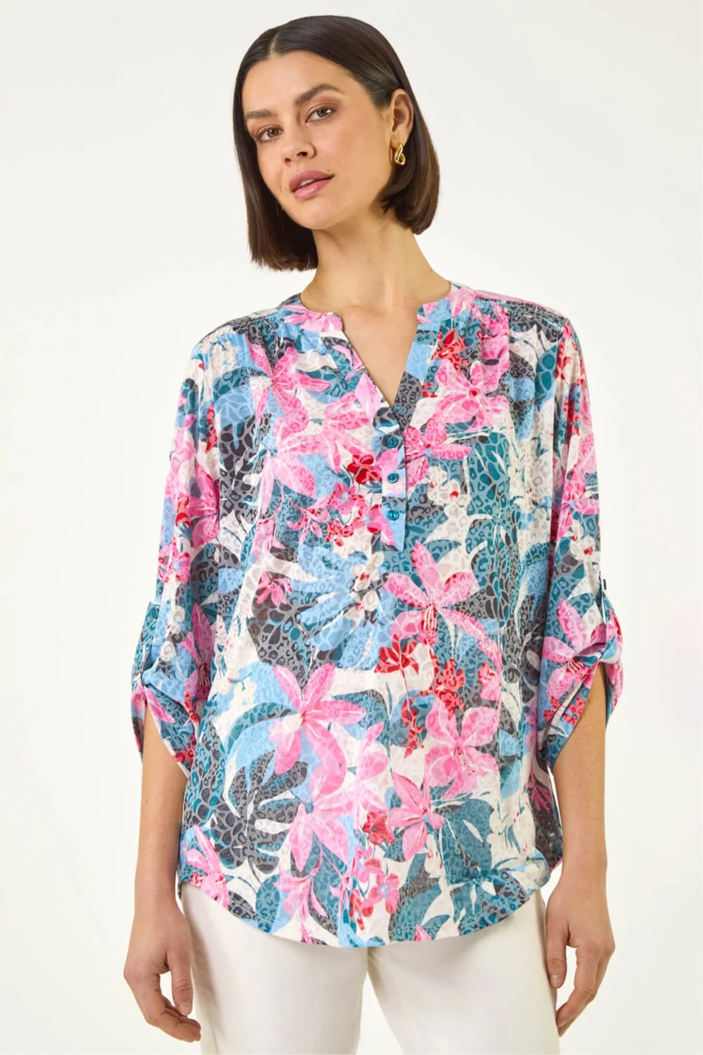 Roman Pink Burnout Floral Print Shirt - 10 Image 4