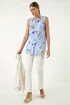 Roman Blue Floral Print Longline Blouse - 18 Image 1