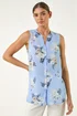Roman Blue Floral Print Longline Blouse - 18 Image 2