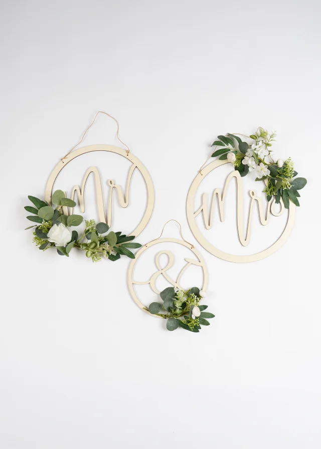 Scottish Everlastings Set 3 Beige Mr & Mrs Hoops