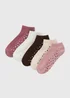 5 Pack Pink Tonal Heart Trainer Liner Socks - One Size Image 1
