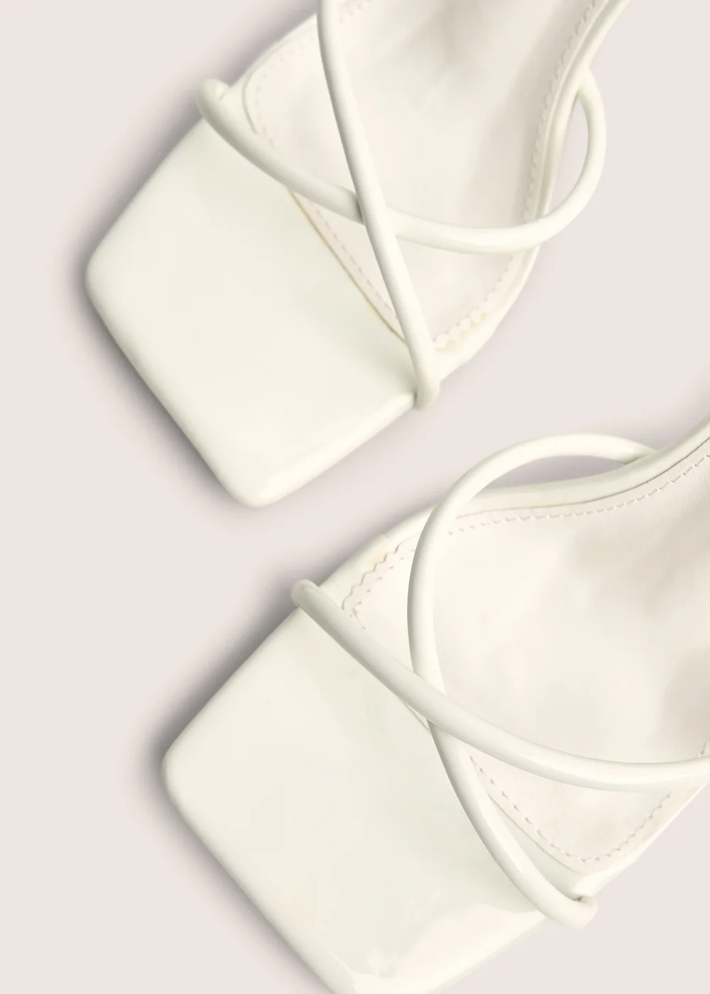 Public Desire Bree White Patent Barely There Square Toe Mid Stiletto Heels - 8 Image 5