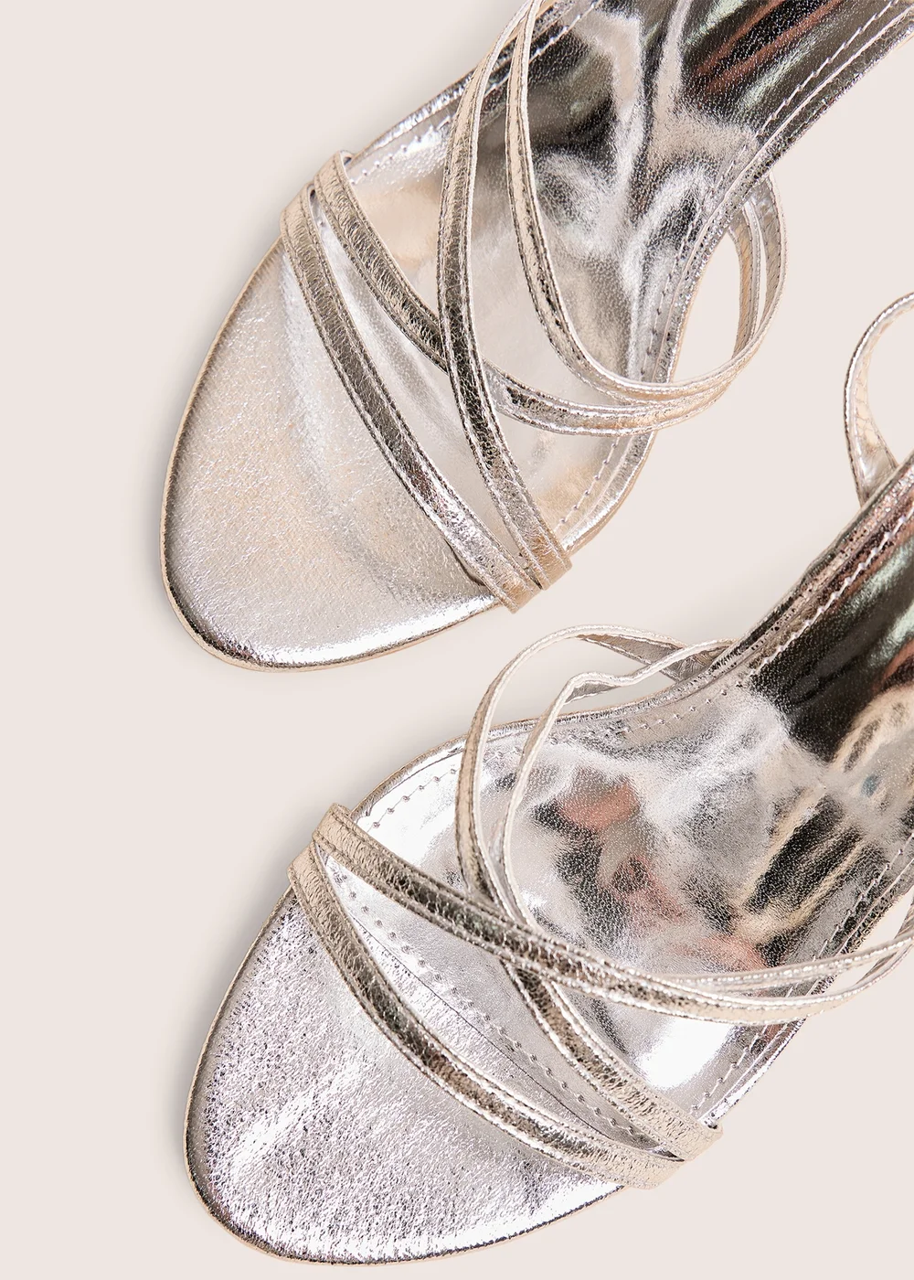 Public Desire Free Spirit Silver Strappy Round Toe Mid Heels - 9 Image 5