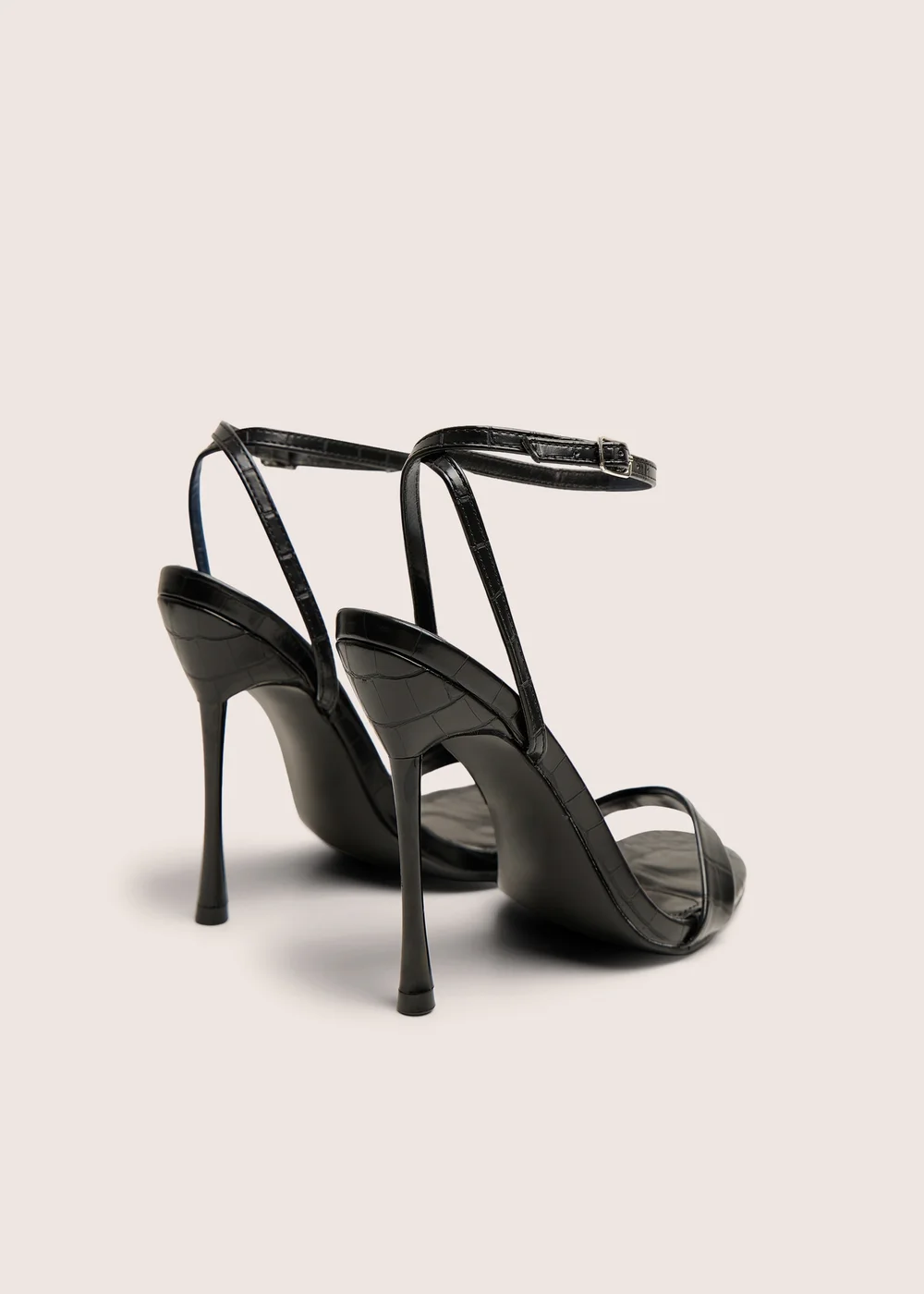 Public Desire Soho Black Croc Barely There Strappy Stiletto Heels - 8 Image 3