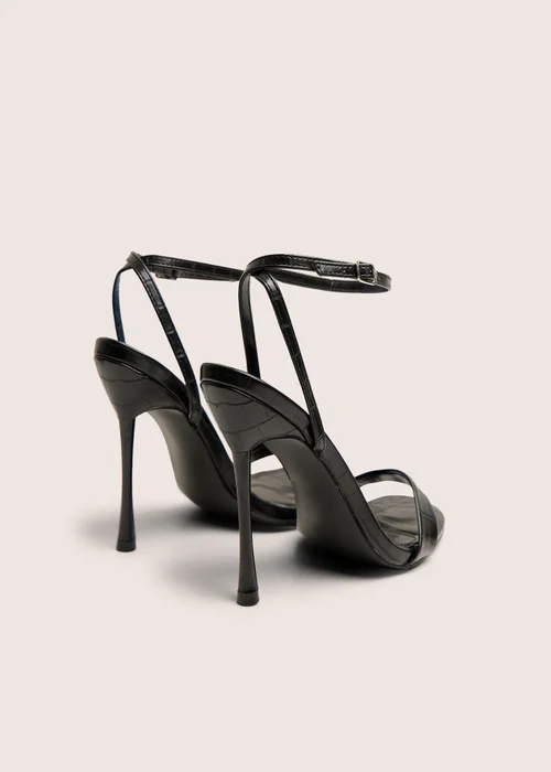 Public Desire Soho Black Croc Barely There Strappy Stiletto Heels - 8 Image 3