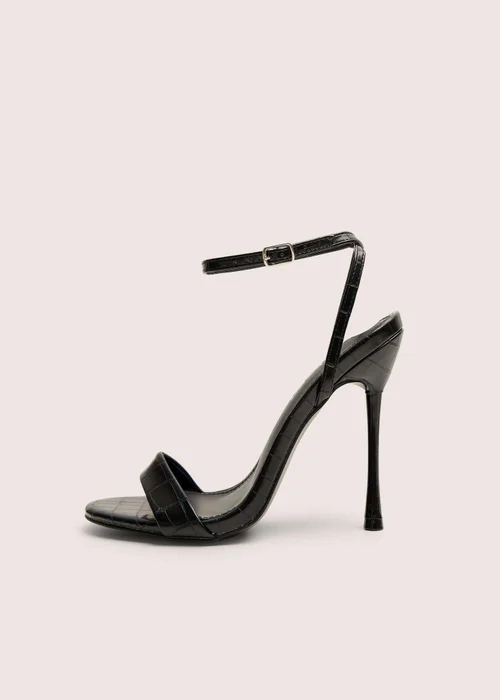 Public Desire Soho Black Croc Barely There Strappy Stiletto Heels - 4 Image 1
