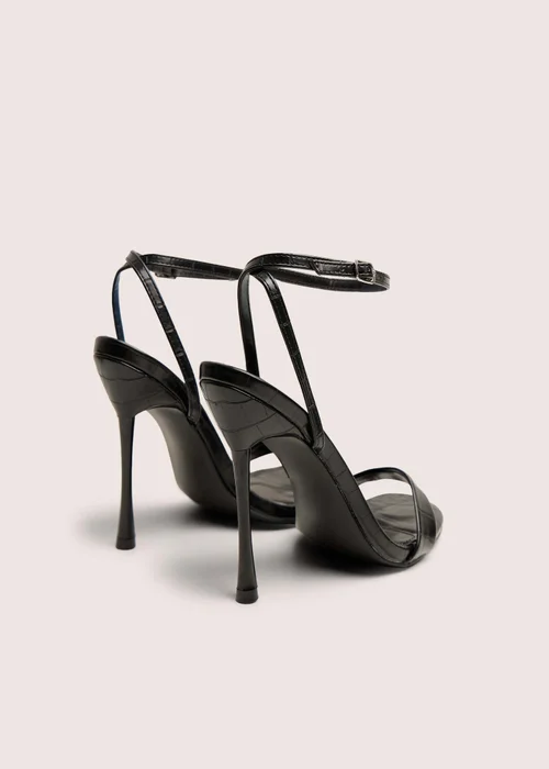 Public Desire Soho Black Croc Barely There Strappy Stiletto Heels - 4 Image 3