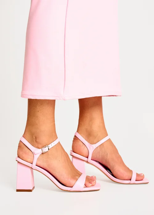 Public Desire Maryse Light Pink Pu Barely There Mid Block Heels - 9 Image 2