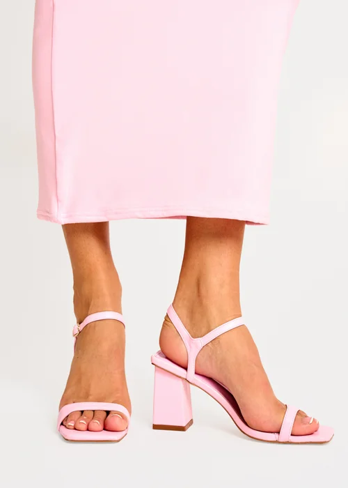 Public Desire Maryse Light Pink Pu Barely There Mid Block Heels - 9 Image 3