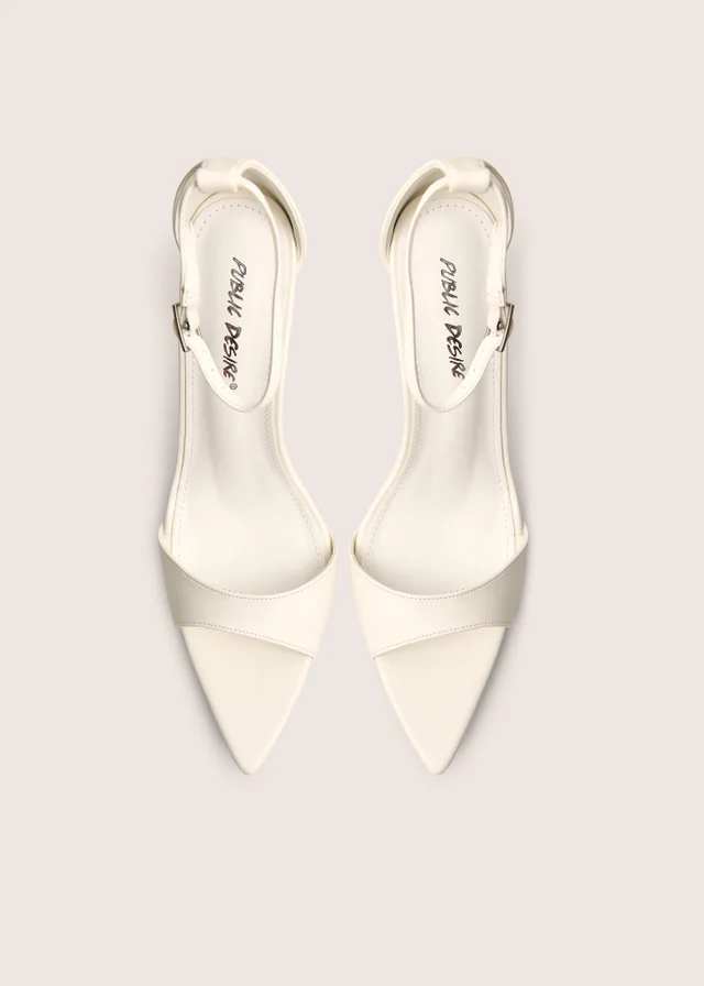 Public Desire Kelisa White Pu Pointed Toe Barely There Stiletto High Heels