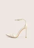 Public Desire Kelisa White Pu Pointed Toe Barely There Stiletto High Heels - 9 Image 1