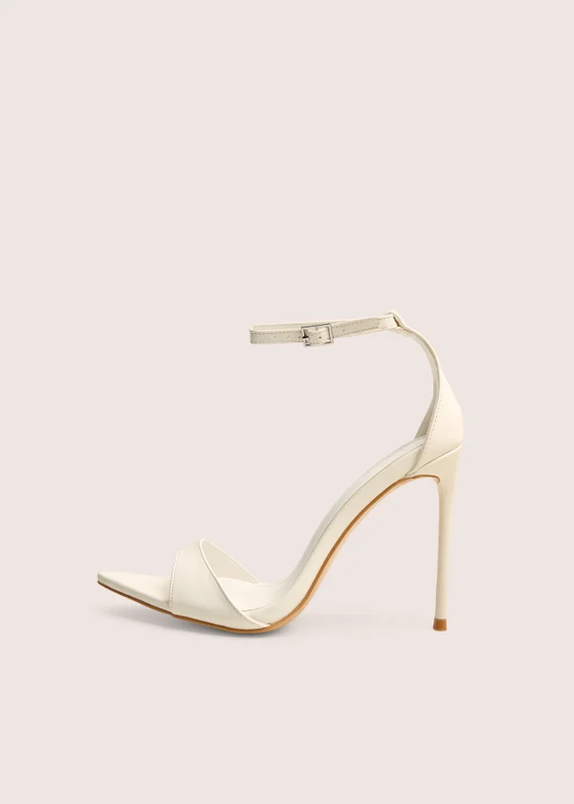 Public Desire Kelisa White Pu Pointed Toe Barely There Stiletto High Heels