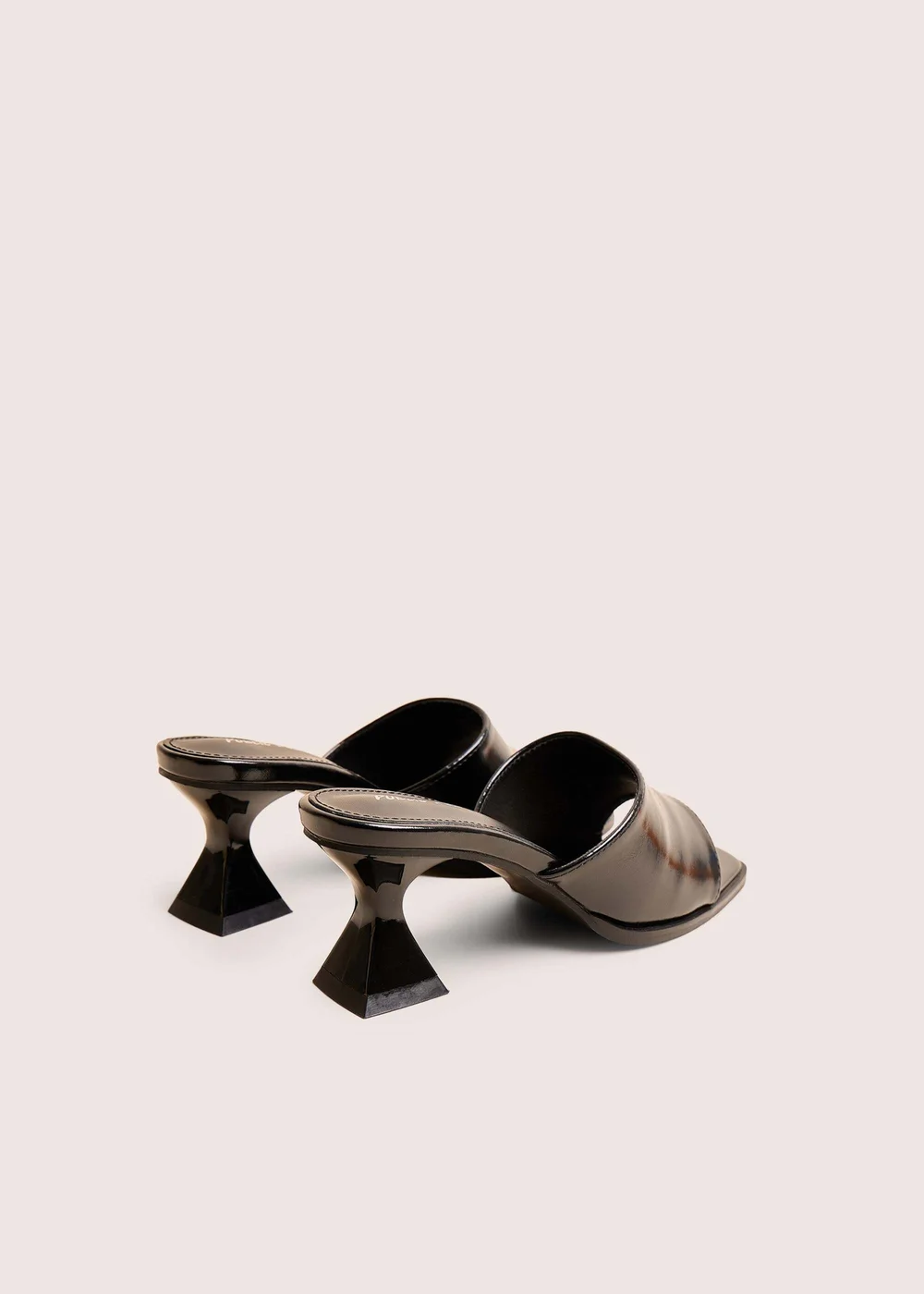 Public Desire Romi Black Patent Mule Square Toe Flared Block Mid Heels - 4 Image 3