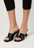 Public Desire Romi Black Patent Mule Square Toe Flared Block Mid Heels - 4 Image 5