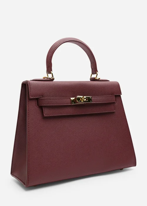 Where's That From Lluvia Top Handle Satchel Mini Tote Bag With Turn-Lock Closure In Maroon - One Size Image 3