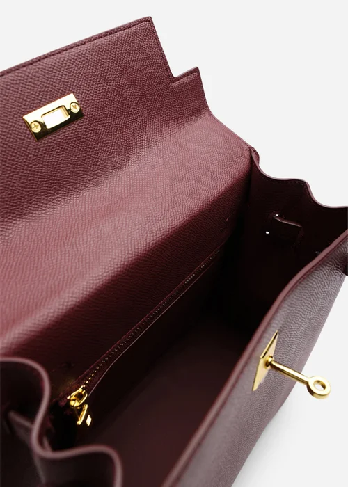 Where's That From Lluvia Top Handle Satchel Mini Tote Bag With Turn-Lock Closure In Maroon - One Size Image 5
