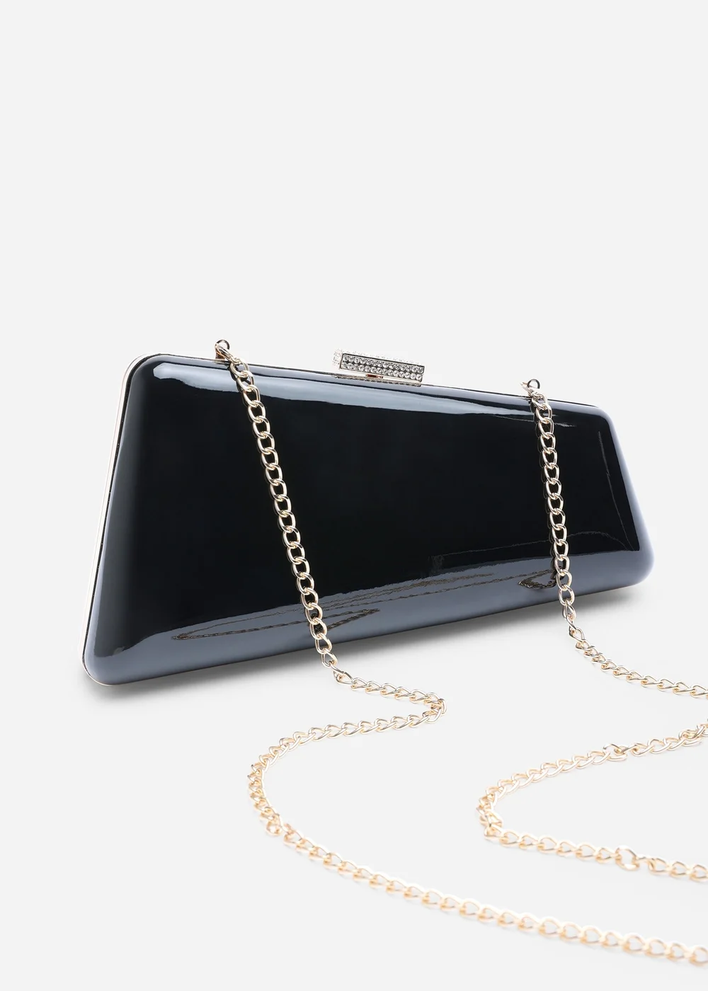 Where's That From Lark Asymmetric Black Metallic Clutch Bag - One Size Image 4