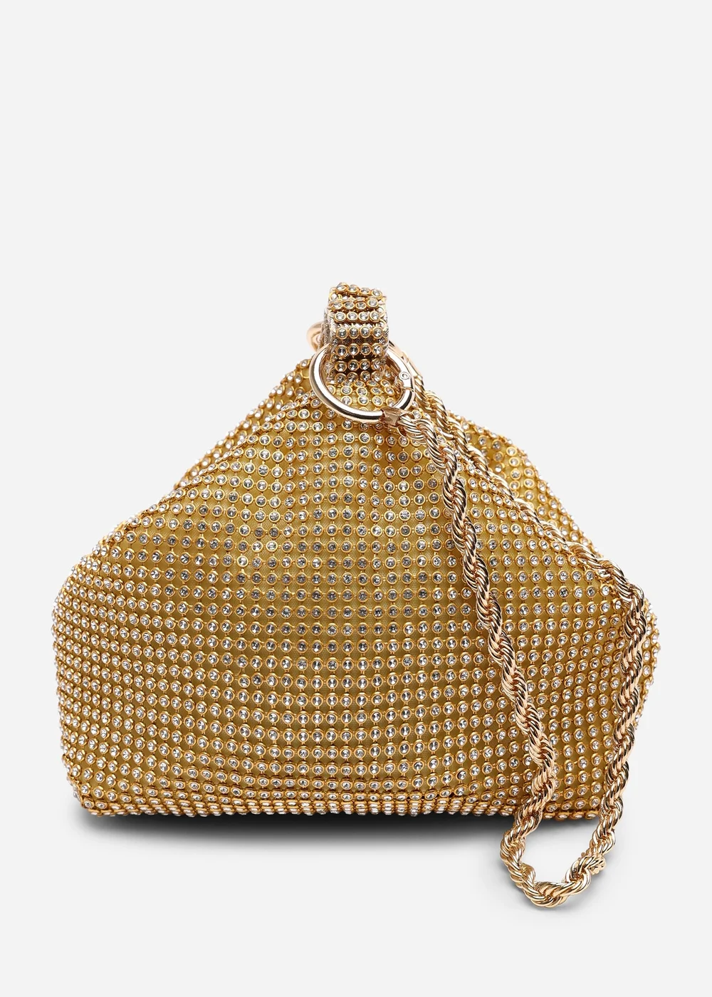 Where's That From Lore Gold Diamante Pouch Bag With Chain Detail Handle - One Size Image 1