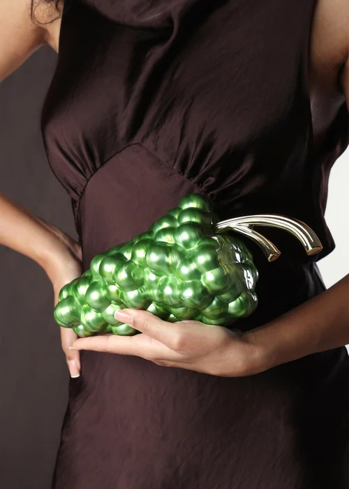 Where's That From Jazz Green Grape Resin Clutch With Gold Tone Accents - One Size Image 2