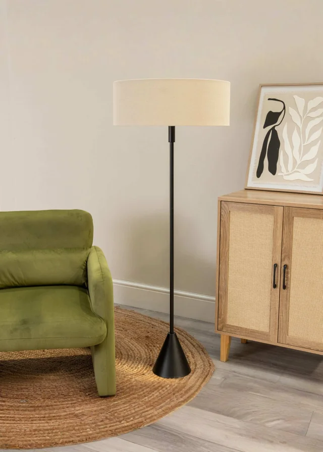 ValueLights Mitch Black Triangle Base Floor Lamp with Squat Shade