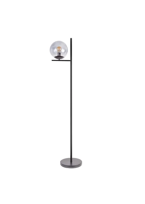 ValueLights Clarke Matt Black Metal Floor Lamp with Glass Globe Shade - One Size Image 2