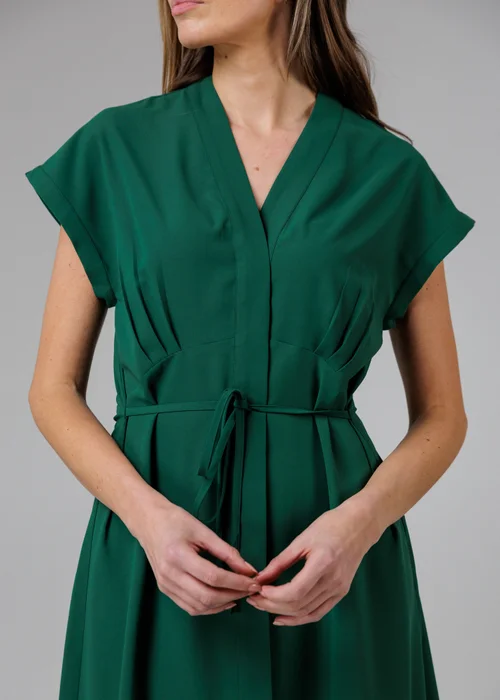 French Connection Green V-Neck Cap Sleeve Crepe Midi Dress - 16 Image 3