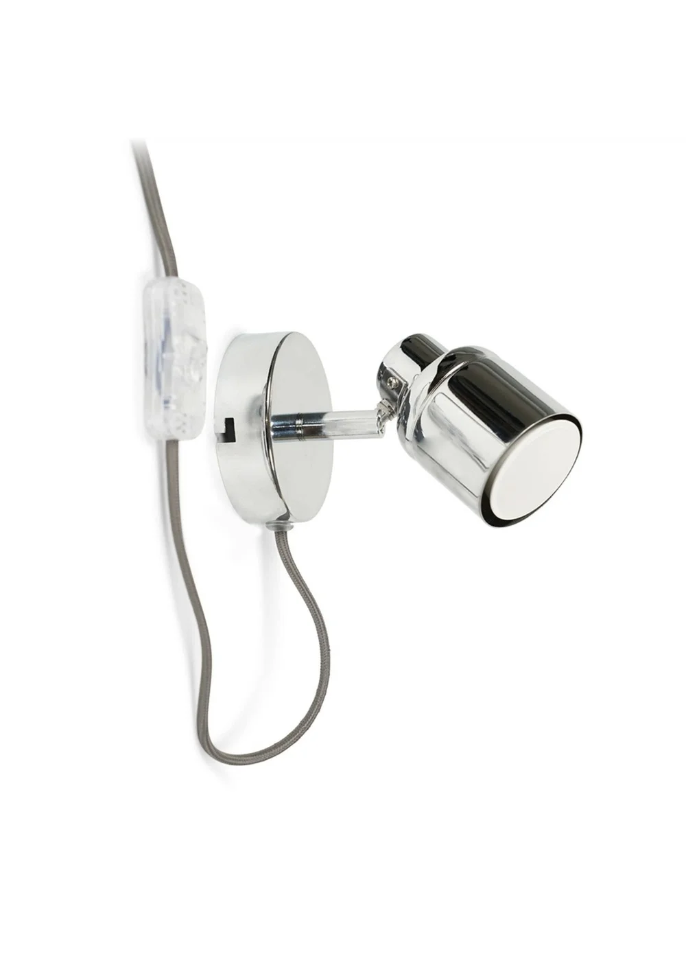 ValueLights Benton Single Spotlight With Textile Cable Plug & Switch Chrome - One Size Image 3