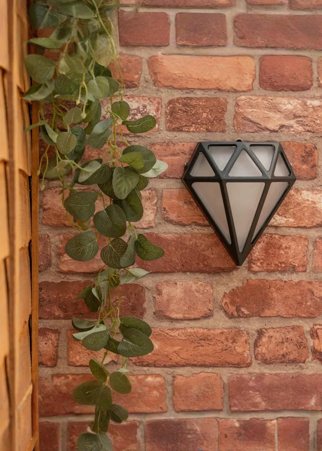 ValueLights Matt Black Diamond LED Outdoor/Bathroom Wall Lamp
