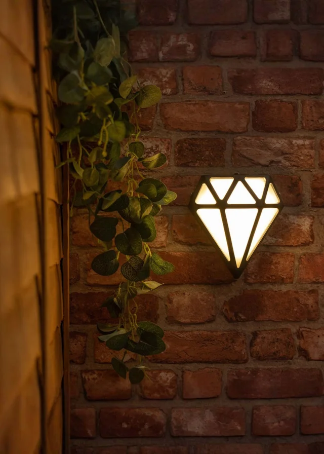 ValueLights Matt Black Diamond LED Outdoor/Bathroom Wall Lamp