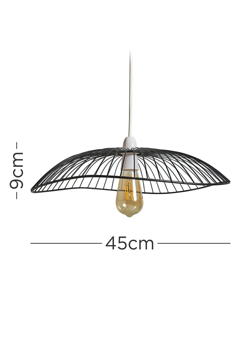 ValueLights Vella Black Large Wavy Wire Pendant Shade - One Size Image 4