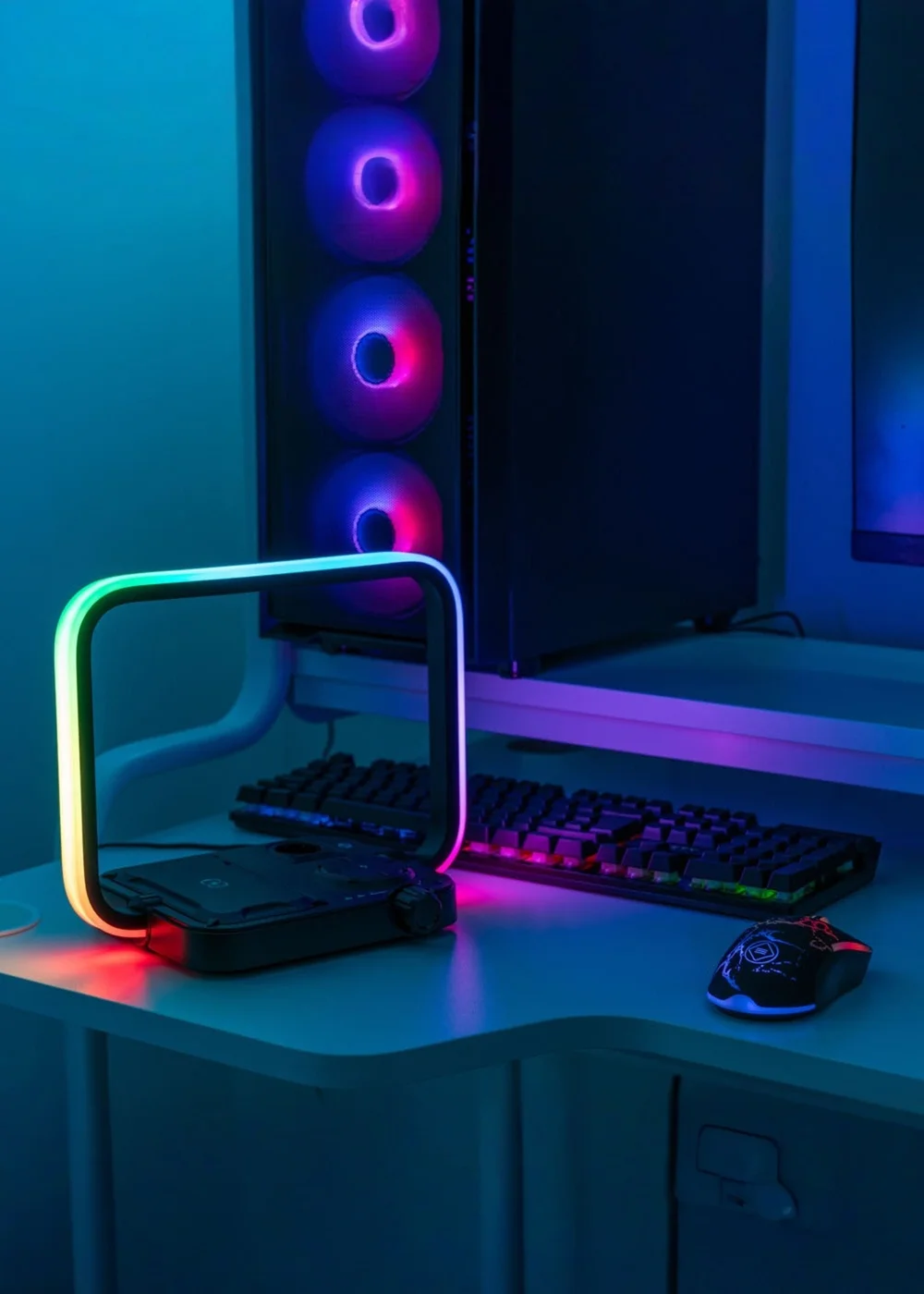 ValueLights Black 3-in-1 Wireless Charging Pad with Colour Changing Light - One Size Image 1