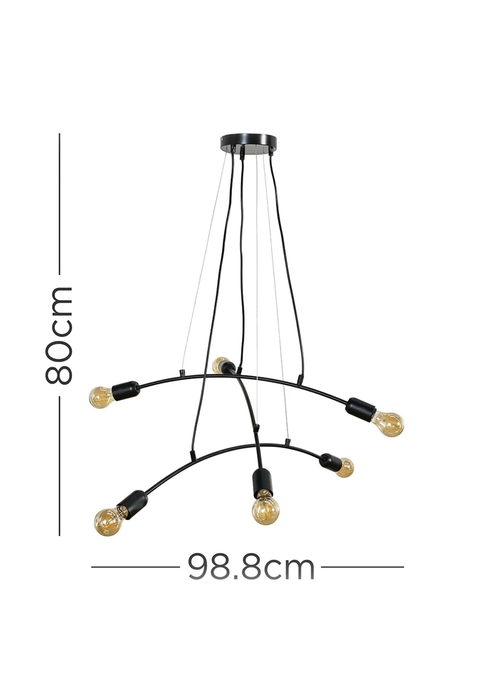 ValueLights Sandie Matt Black 6 Way Suspended Ceiling Light - One Size Image 5