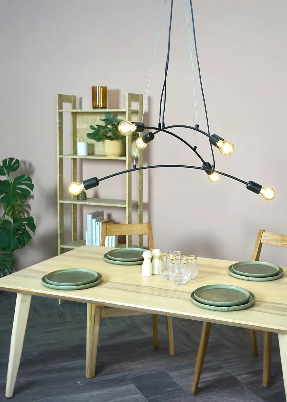 ValueLights Sandie Matt Black 6 Way Suspended Ceiling Light - One Size Image 1