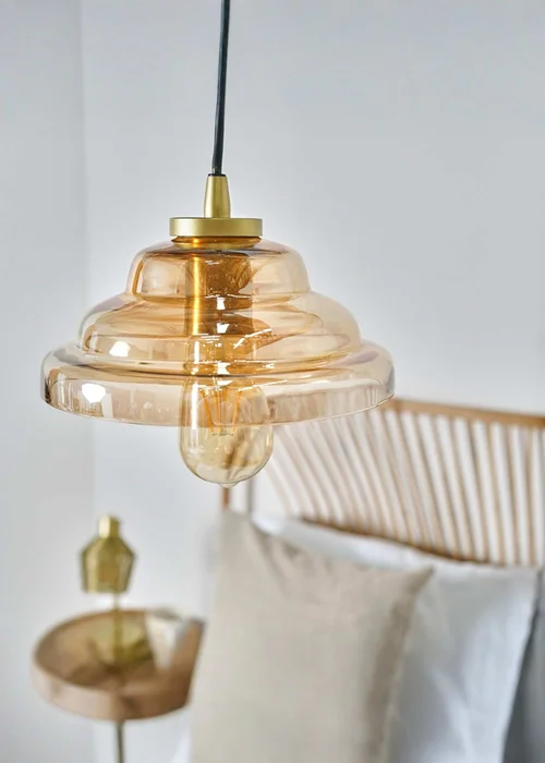 ValueLights Aurelian Modern Vintage Antique Brass Lustre Glass Pendant Light - One Size Image 1