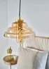 ValueLights Aurelian Modern Vintage Antique Brass Lustre Glass Pendant Light - One Size Image 1