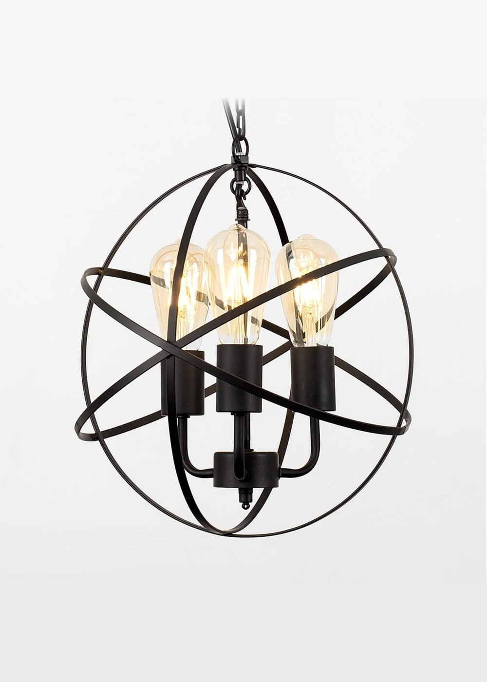 ValueLights Dalton Matt Black Atom 3 Way Industrial Ceiling Light - One Size Image 1