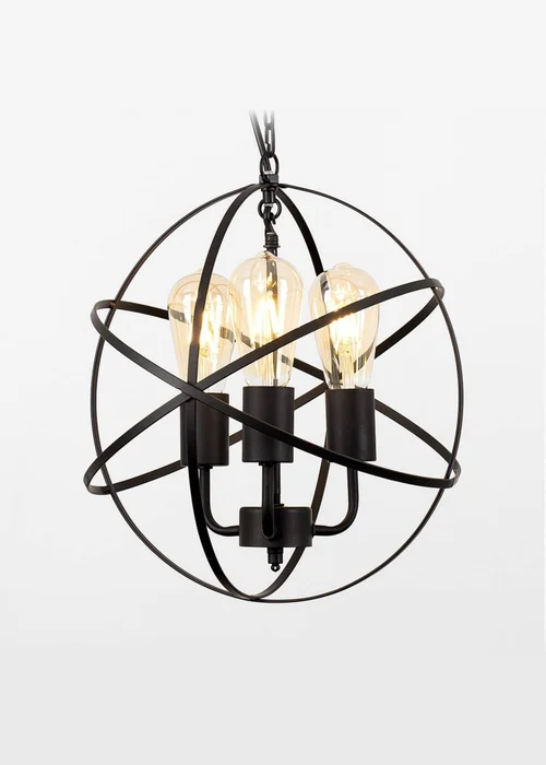 ValueLights Dalton Matt Black Atom 3 Way Industrial Ceiling Light - One Size Image 1