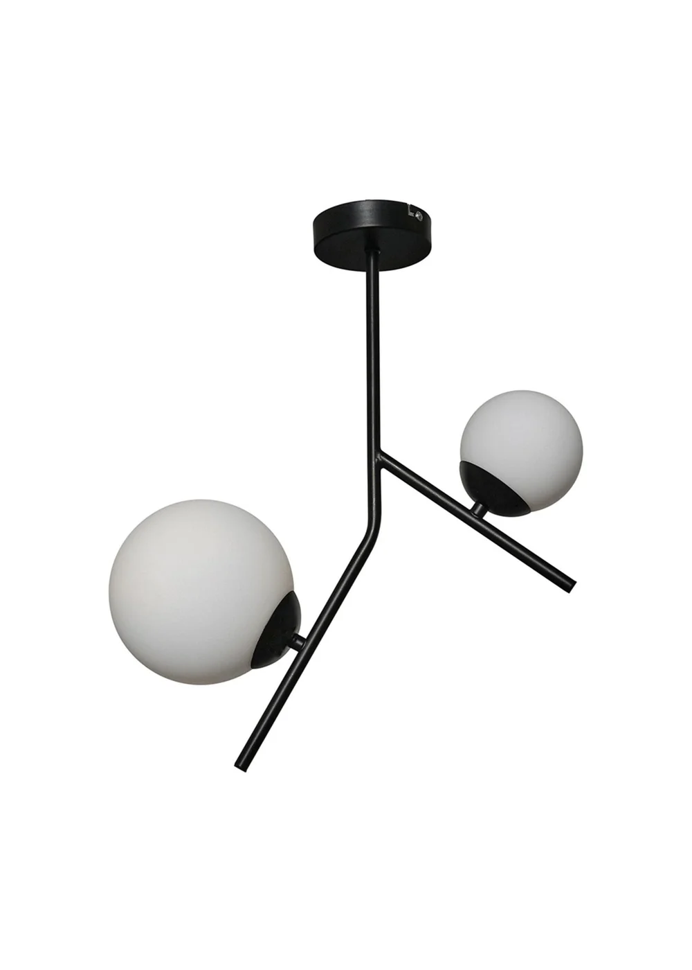 ValueLights Beauworth 2 Way Black Ceiling Light with Opal Glass Shade - One Size Image 4