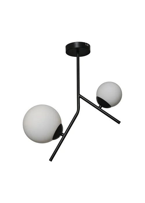 ValueLights Beauworth 2 Way Black Ceiling Light with Opal Glass Shade - One Size Image 4