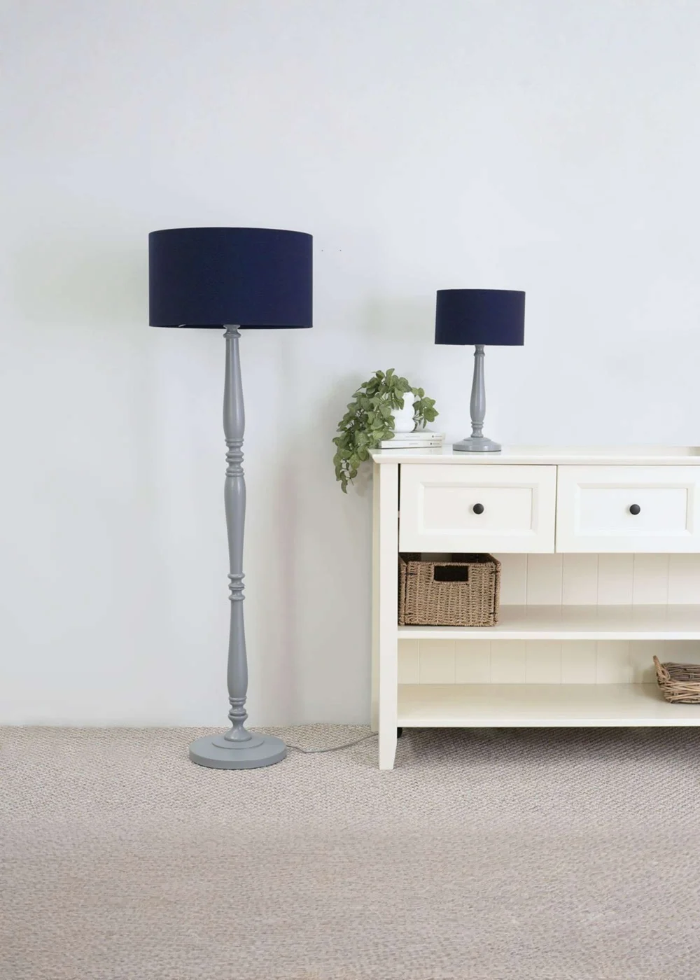 ValueLights Victoria Grey Wood Candle Stick Table Lamp - One Size Image 2