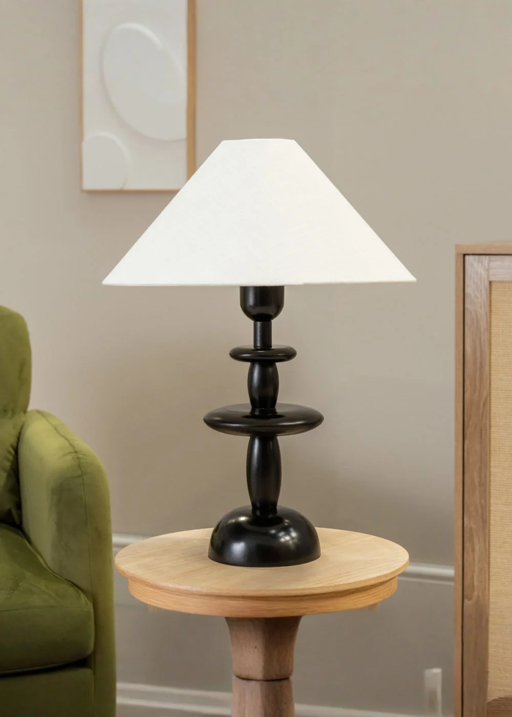 ValueLights Justin Dark Wood Stack Table Lamp - One Size Image 1