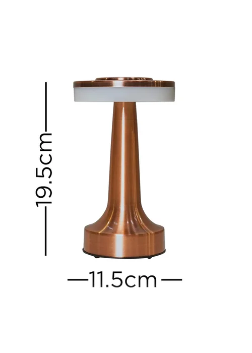 ValueLights Talence Copper Indoor/Outdoor LED Rechargeable Touch Table Lamp - One Size Image 5