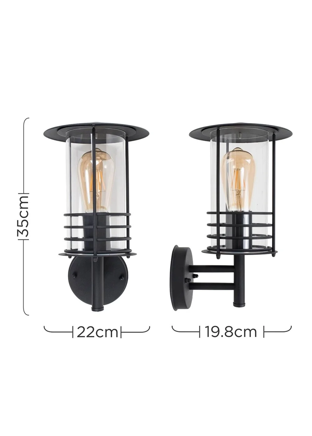 ValueLights Dorset Black Outdoor Wall Lantern - One Size Image 5