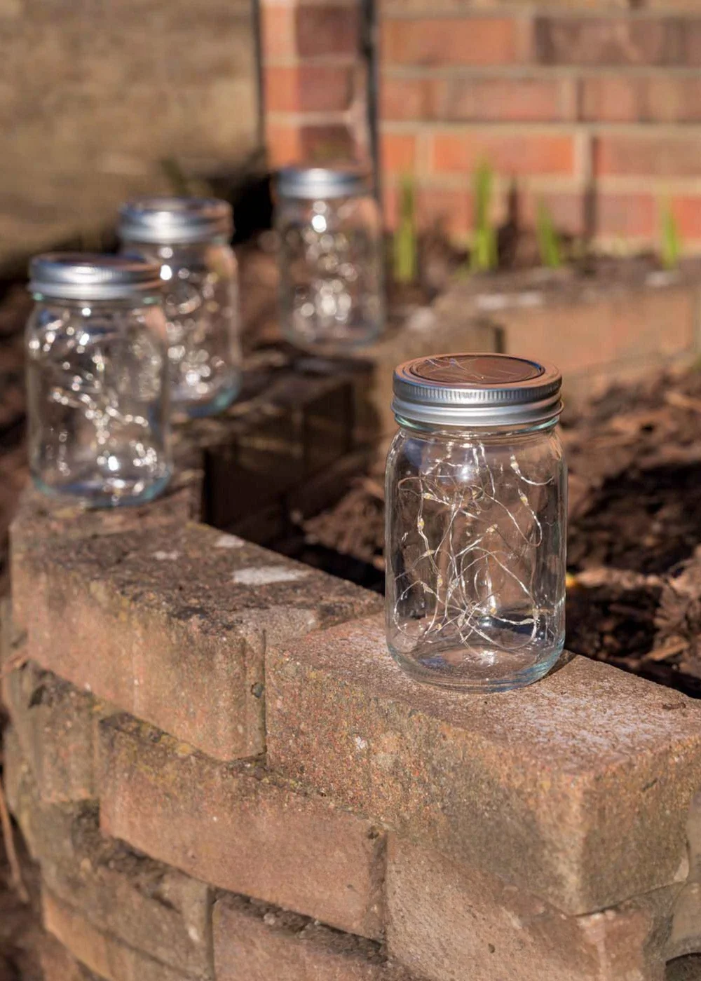 ValueLights 2 Pack Solar Powered Jars with Fairy Lights - One Size Image 1