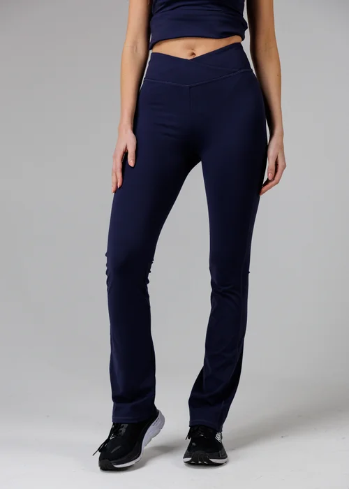 French Connection Navy Wrap Front FCUK Stretch Yoga Pant - L Image 1